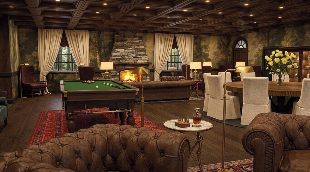 Apotheon members lounge rendering from the seating area
